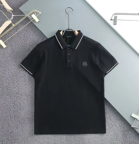 MONCLER || Logo Patch Cotton Piquet Polo T-Shirt- FASHION MYST