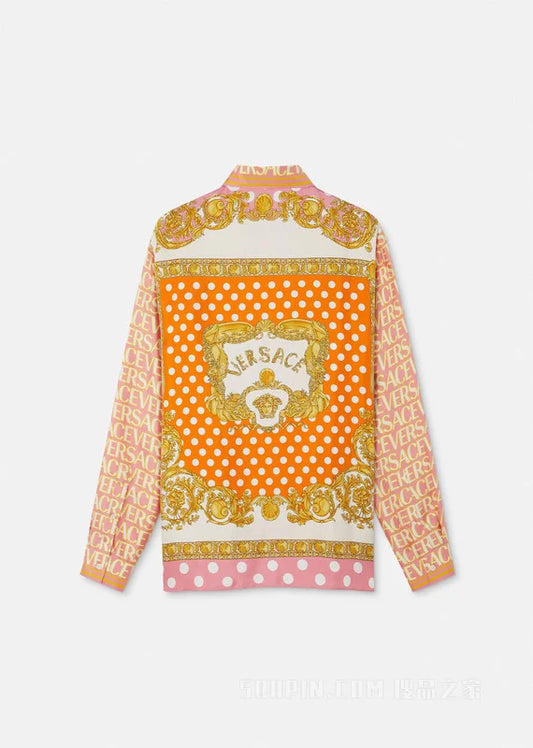 VERSACE || All-Over Logo Informal Shirt In Multi-Colored / Pink - FASHION MYST