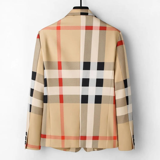 BURBERRY || Check Wool-Cotton Jacquard Tailored Jacket Blazer- FASHION MYST