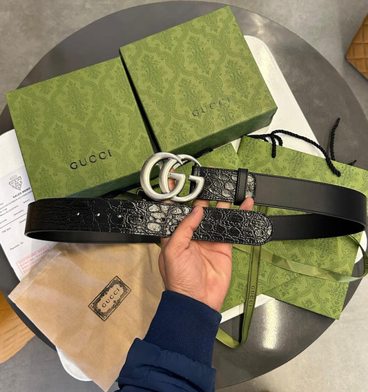 GUCCI || Crocodile Belt With Double G Buckle - FASHION MYST