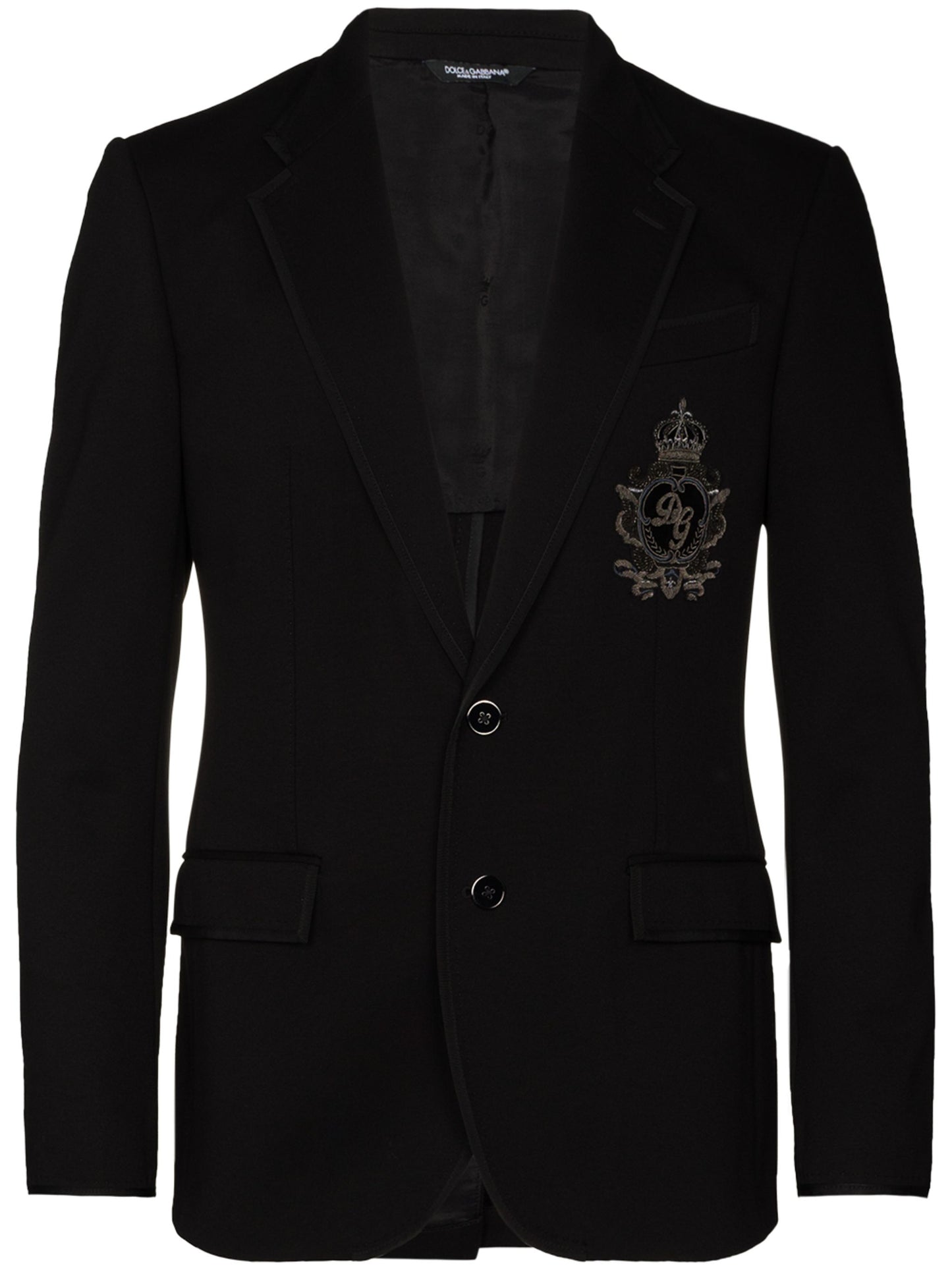 DOLCE & GABBANA || Single-Breasted Wool And Cashmere Jacket With DG Patch Logo- FASHION MYST