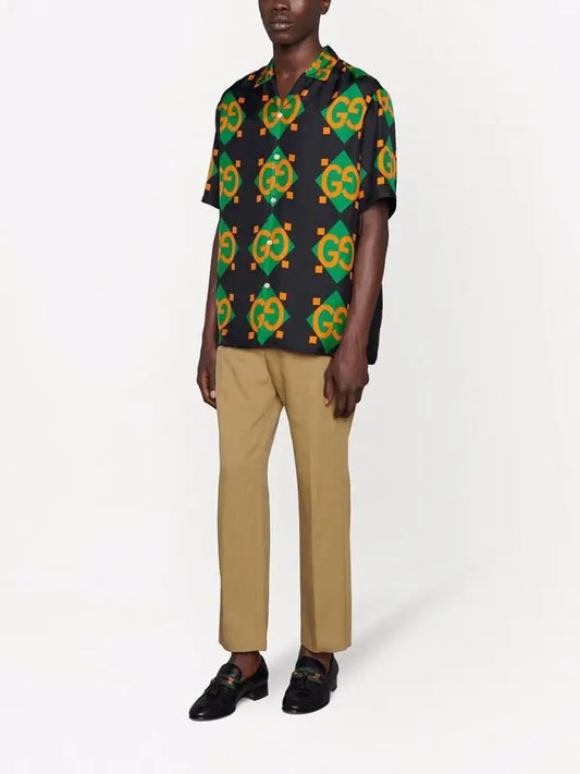 GUCCI || Geometric Logo-Print Shirt - Black - FASHION MYST