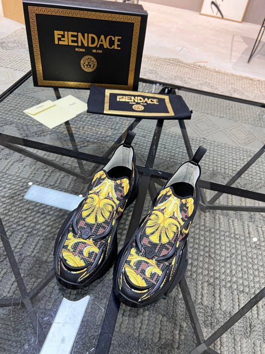 FENDI-VERSACE || Fendace Black Nylon Low-Tops - FASHION MYST