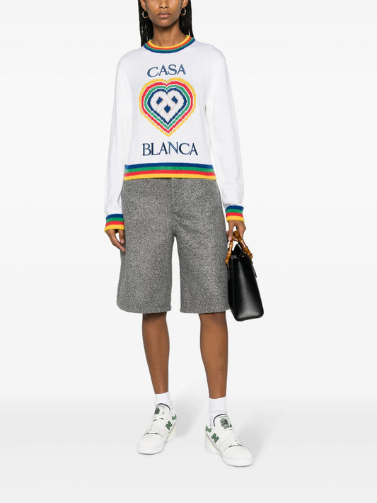 CASABLANCA || Heart Boucle Brand Unisex Jumper White- FASHION MYST