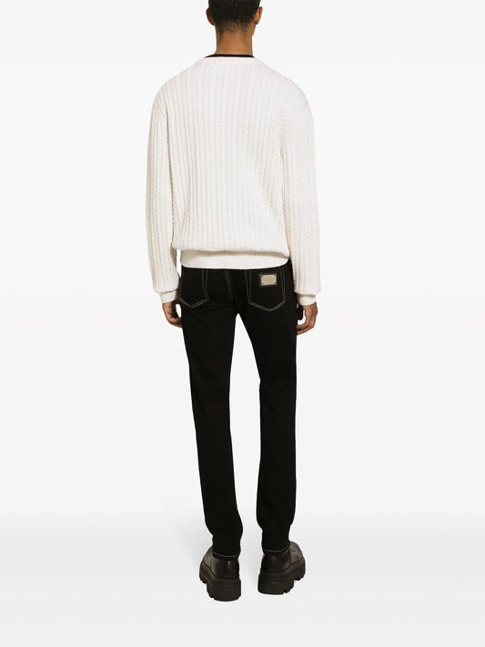 DOLCE & GABBANA || Crew-Neck Cable-Knit Jumper Pullover- FASHION MYST