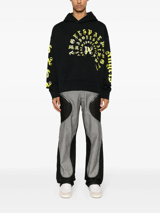 PALM ANGLES || Men's Logo Vertigo Hoodie Black For Men- FASHION MYST