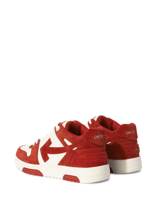 OFF-WHITE || Out Of Office "Ooo" Suede & Leather Low-Top Sneakers – Red/White