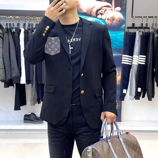 LOUIS VUITTON || Men's Stylish Letter Embroidery Long Sleeve Suit Blazers- FASHION MYST