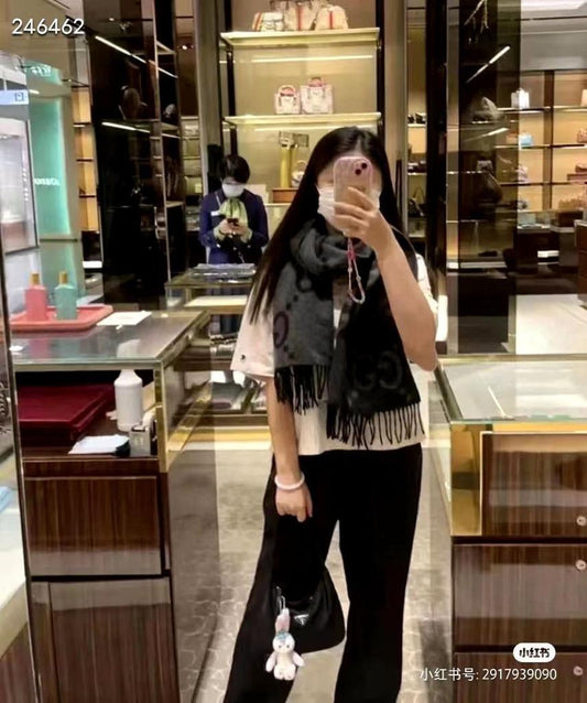 FRINGED CASHMERE JACQUARD UNISEX SCARF - FASHION MYST