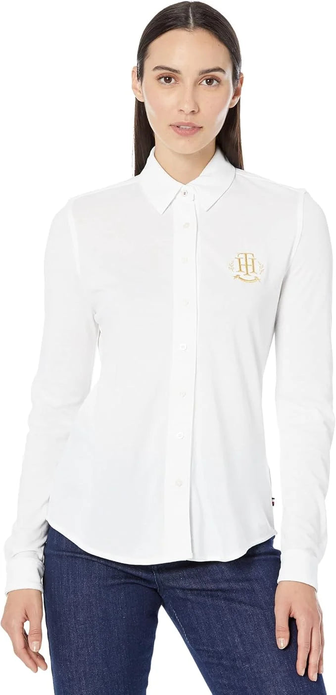 TOMMY HILFIGER || Icon Knit Ladies Shirt with Logo Embroidery