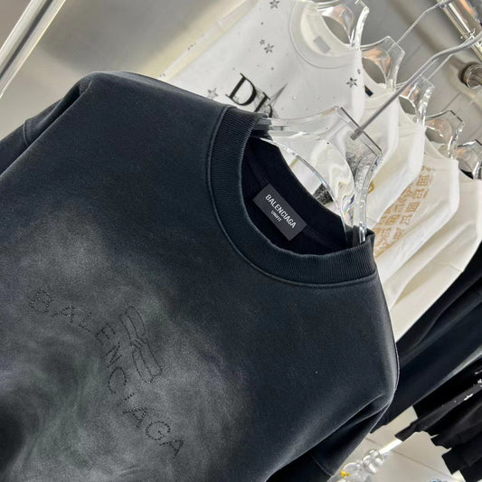 BALENCIAGA || Smoke Faded Design Crew-Neck Sweatshirt - FASHION MYST