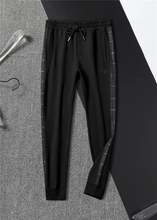 EMP*RIO ARM*NI || Designer Logo Embossed Tappered Design Black Tracksuit- FASHION MYST