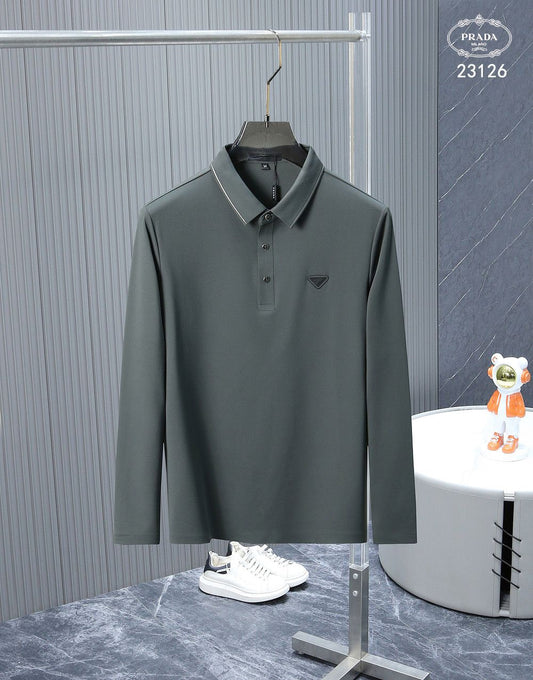 PRADA || Luxury Light Premium Ice Slippery Silk Long Sleeve Men's T-Shirt - FASHION MYST