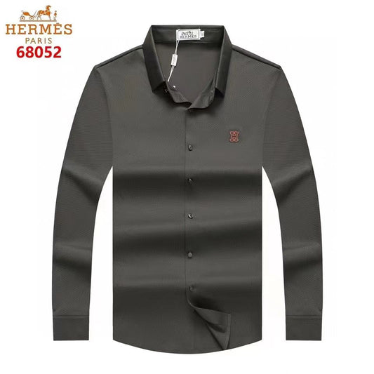 HERMES || Self Texture Elastic Full Sleeve Casual Shirt - FASHION MYST