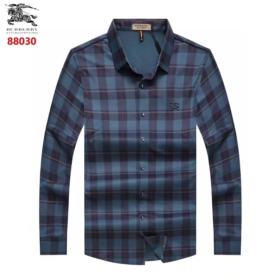 BURBERRY || Check Poplin Elastic Full Sleeve Shirt Blue