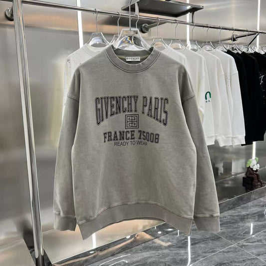 GIVENCHY College Embroidered Logo Crew Sweat -Grey - FASHION MYST