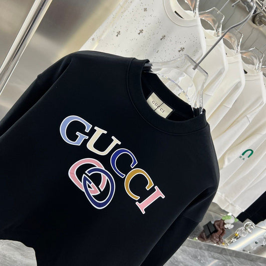 GUCCI || Oversized Multi-Color GG Logo Sweatshirt / Black - FASHION MYST