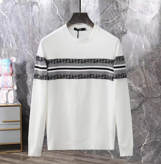 CHRISTIAN DIOR || Striped Technical Cashmere With Dior Oblique Motif - FASHION MYST