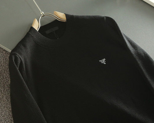 PRADA || Crew Neck Cashmere Long Sleeves Plain Logo Luxury Sweaters - FASHION MYST