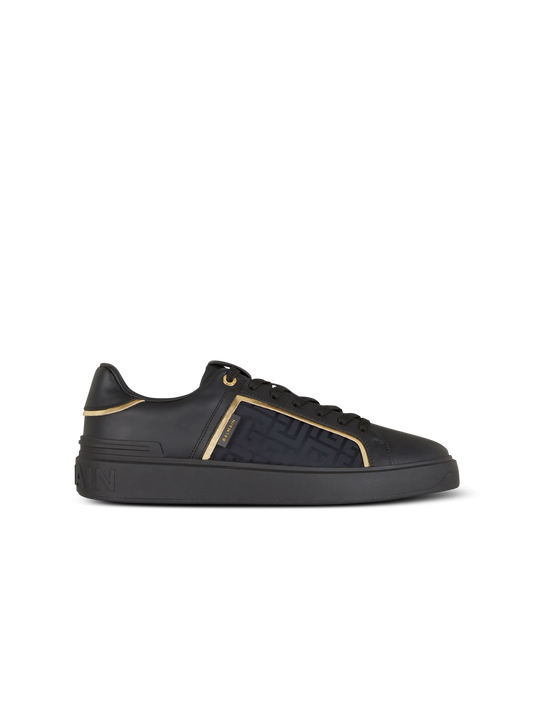 BALMAIN || B-Court Monogrammed Nylon And Leather Sneakers - FASHION MYST
