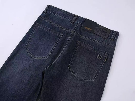 BURBERRY || Lightly Washed Straight Fit Dark Blue Jeans - FASHION MYST
