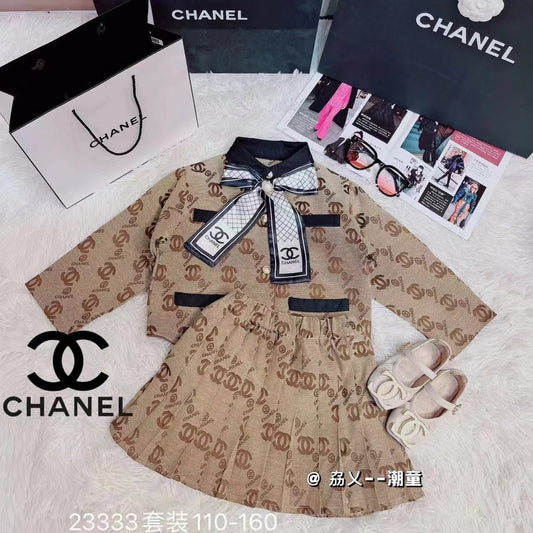 Brown 'GG' Canvas Blazer And Skirt Set - FASHION MYST