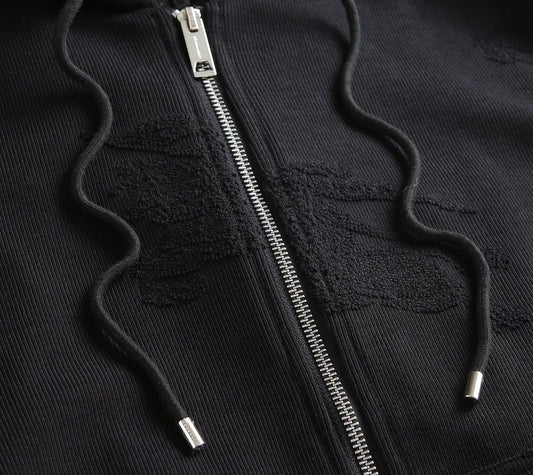 Burberry Mens Black Cotton Zip-Front Hoodie - FASHION MYST