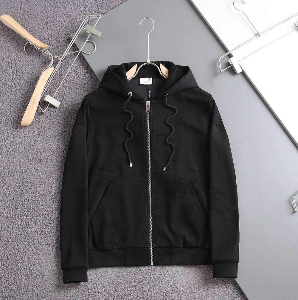 Burberry Hoodie Black Cotton Hoodie Burberry Mens Black Cotton