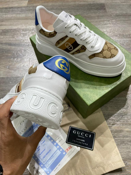 GUCCI || CHUNKY B GG SNEAKER - White/Brown - FASHION MYST