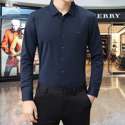 COUSTOM-FIT SHIRT IN STRUCTURED COTTON-BLEND JERSEY - FASHION MYST