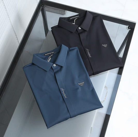 COUSTOM-FIT SHIRT IN STRUCTURED COTTON-BLEND JERSEY - FASHION MYST