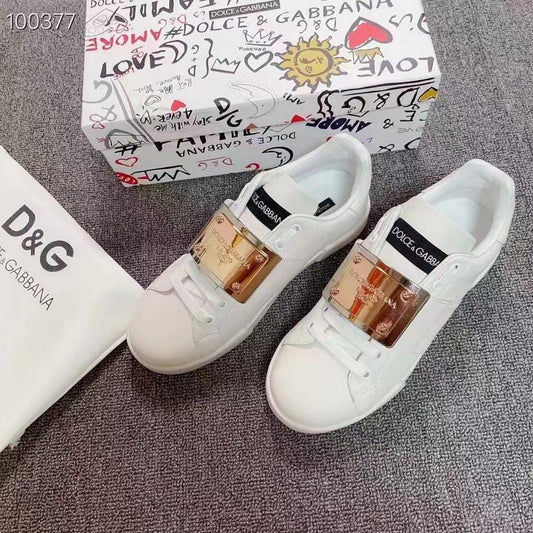 DOLCE & GABBANA || Calfskin-Portofino-Sneakers-With-Branded-Tag - FASHION MYST