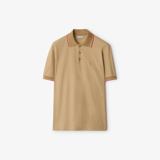 BURBERRY || Beige/White Polo T-Shirt – Refined British Style with Subtle Detailing