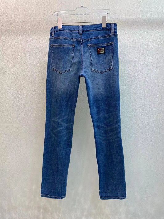 DOLCE GABBANA ||Blue Medium Wash Denim Distressed Jeans - FASHION MYST