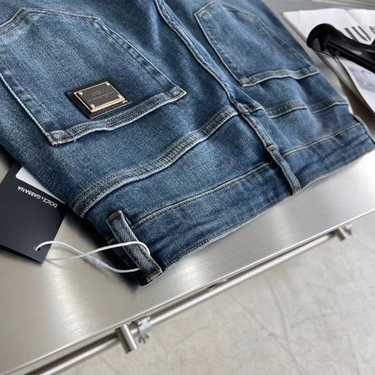 DOLCE GABBANA || Casual Designer Washed Embroidery Metallic Logo Denim Pants - FASHION MYST