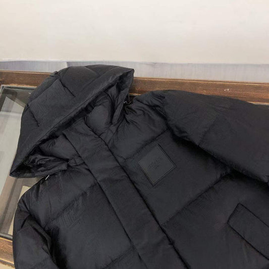 FENDI Branded Logo-Patched Hooded Puffer Jacket BLACK - FASHION MYST