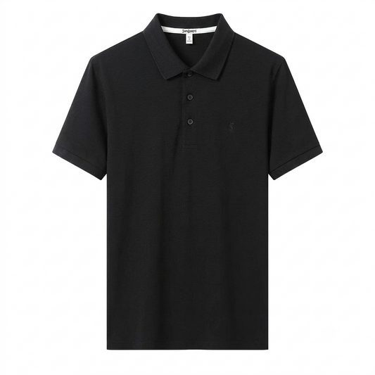 Men's black luxury-inspired t-shirt, front view