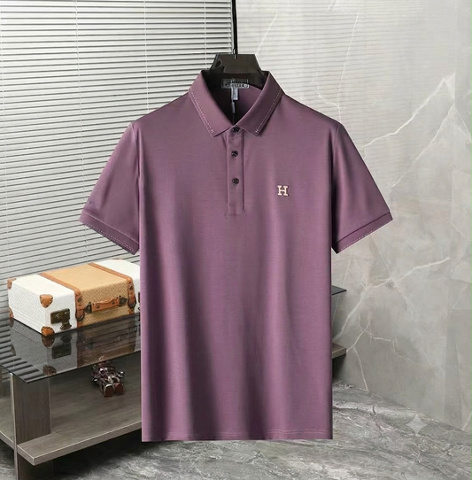 Hermes Men's Luxury T-Shirt | Cream, Black & Lilac | Fashion Myst FASHION MYST
