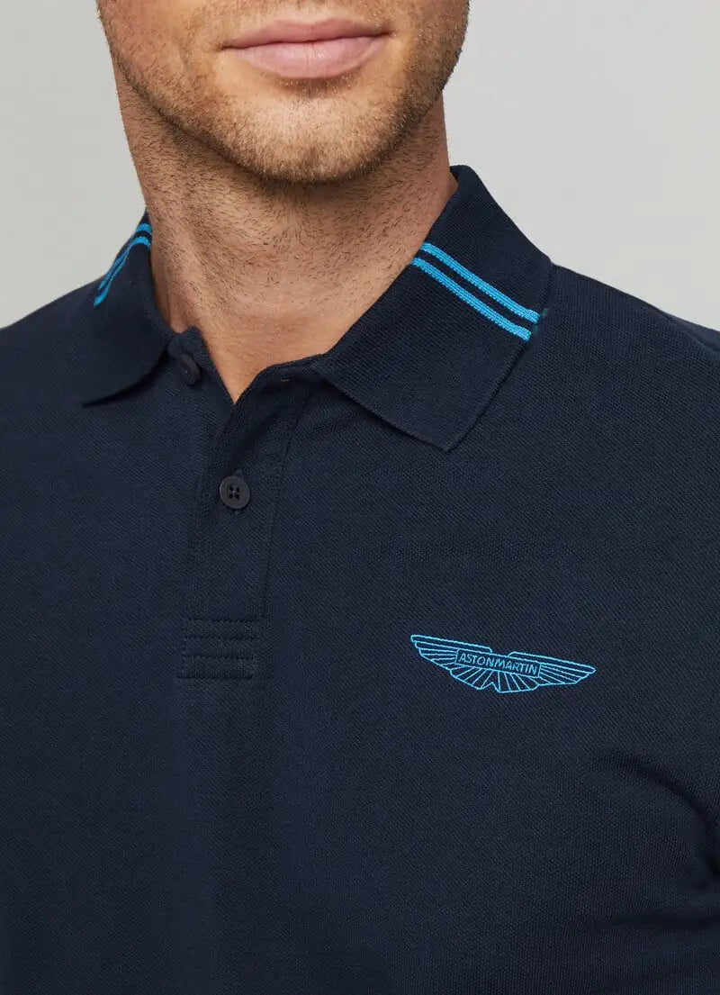 HACKETT ASTON MARTIN CLASSIC FIT POLO SHIRT BLUE FASHION MYST