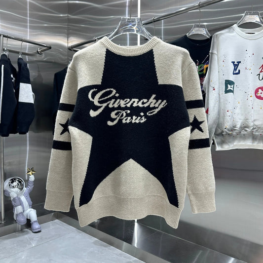 GIVENCHY || Star Logo-Embroidered White/Black Cardigan- FASHION MYST