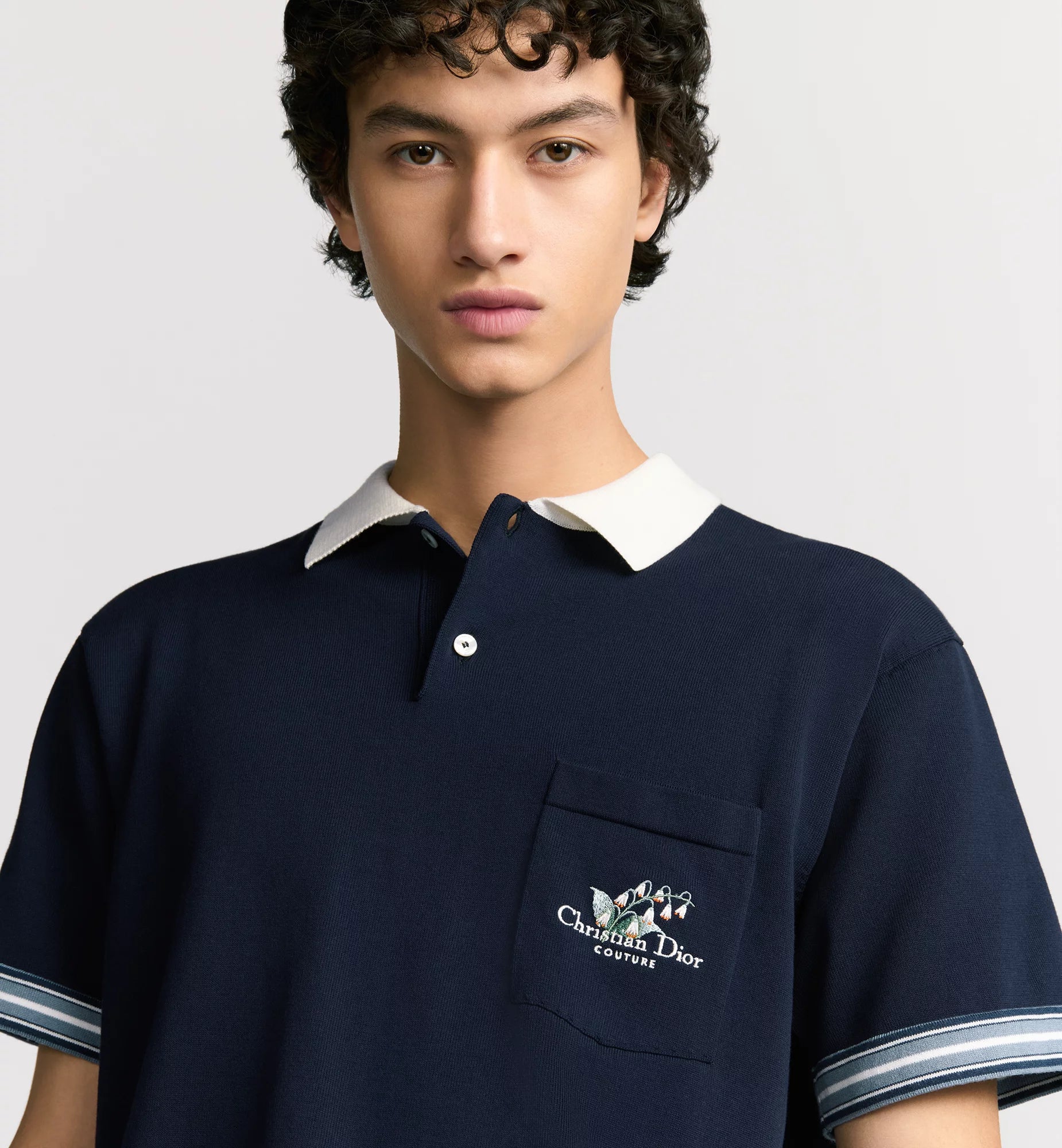 CHRISTIAN DIOR || Couture Lily of the Valley Polo Shirt Blue
