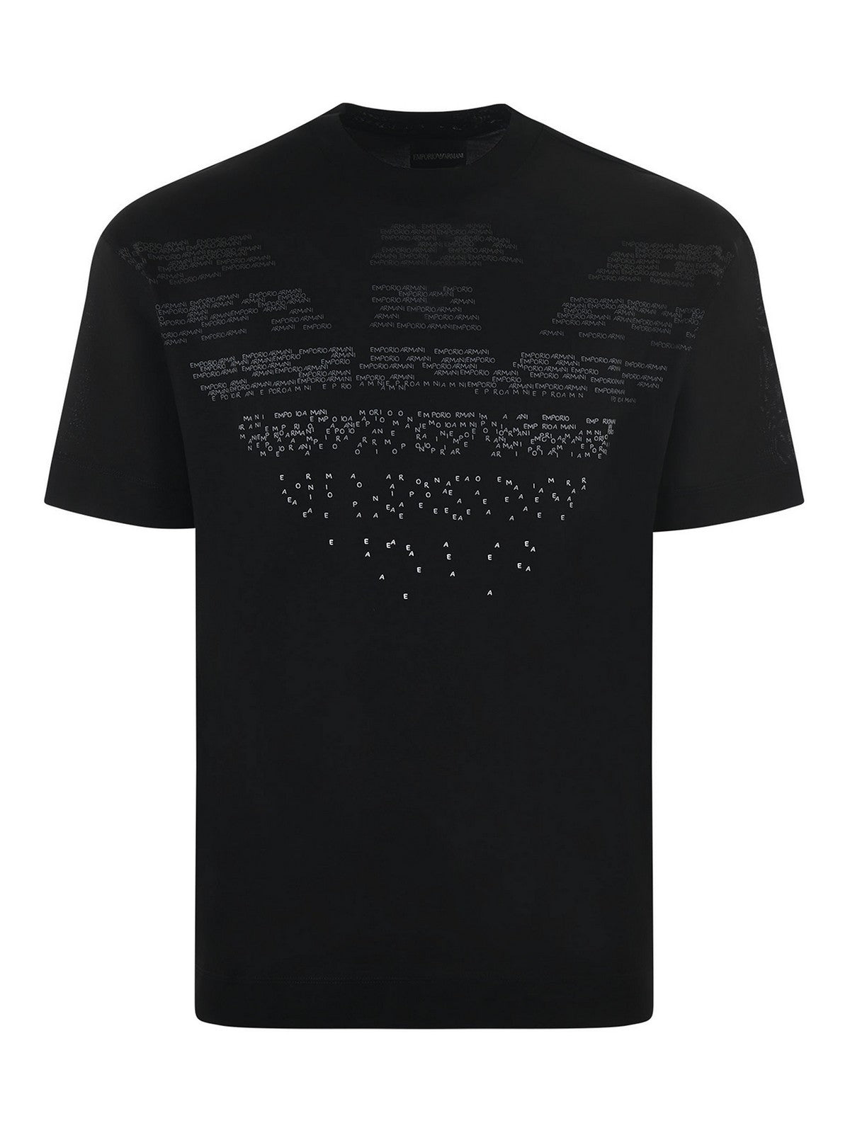 EMP*RIO ARM*NI || Mercerised Jersey T-Shirt With Rubberised Lettering Pattern Oversized Eagle- FASHION MYST