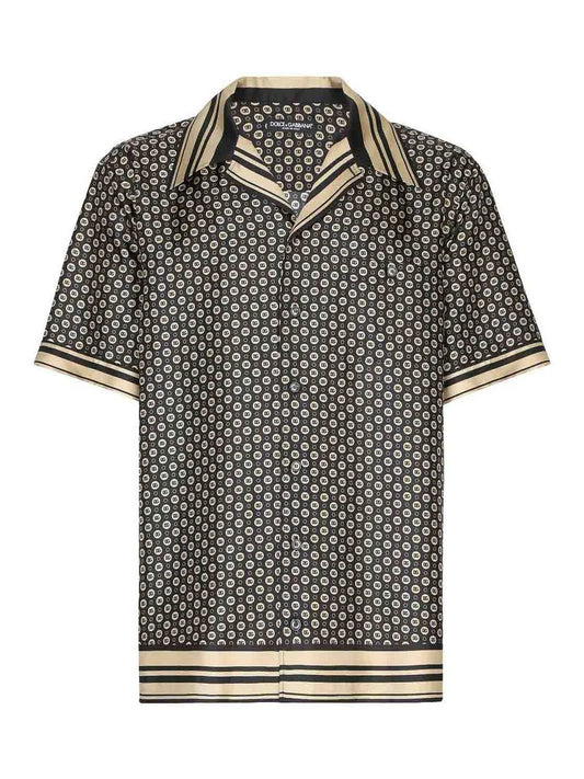 DOLCE & GABBANA || Beige Silk Short Sleeve Shirt - FASHION MYST