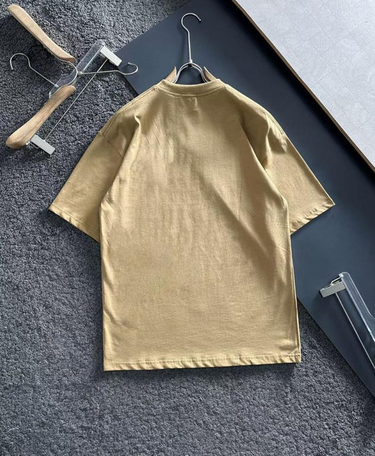 BURBERRY || Men Solid Round Neck Pure Cotton Brown T-Shirt - FASHION MYST