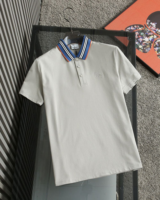 BURBERRY || Polo T-Shirt With Double White Stripes Collar - FASHION MYST