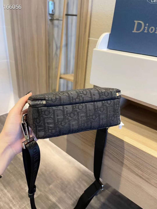 DIOR BLACK OBLIQUE JACQUARD || Mini Safari Bag With Strap - FASHION MYST