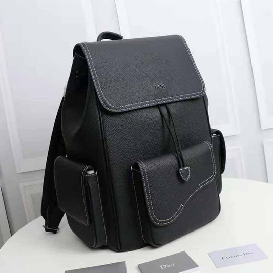 CHRISTIAN DIOR || Saddle Backpack Black Dior Oblique Jacquard and Grained Calfskin - FASHION MYST