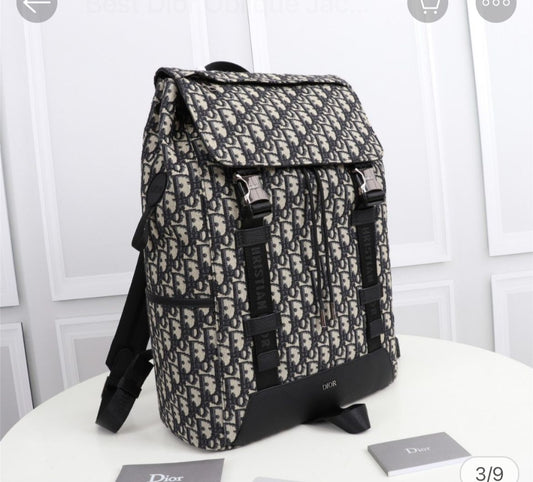DIOR || Explorer Backpack Oblique Jacquard Black/Beige - FASHION MYST