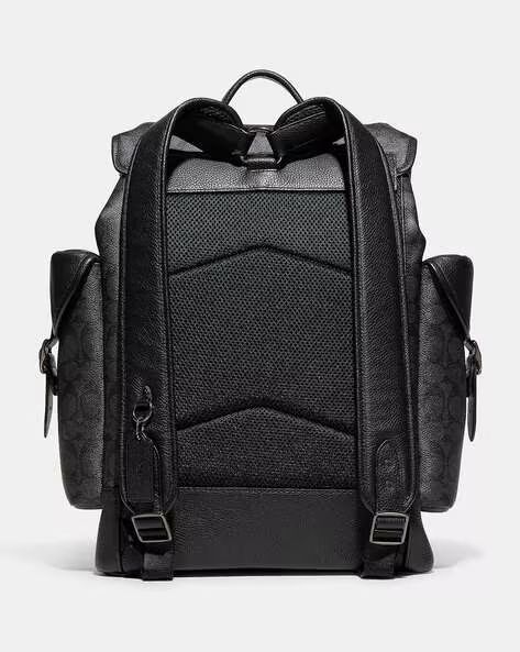 COACH || Hitch Backpack In Signature Canvas Black - FASHION MYST