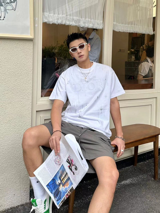 CHRISTIAN DIOR || Men Basic Solid White Oversize T-Shirt - FASHION MYST